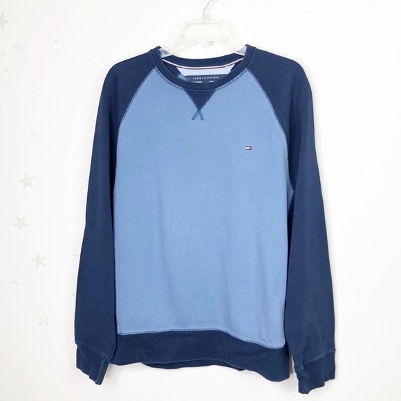 TOMMY Hilfiger navy blue color block  sweatshirt - Picture 1 of 7